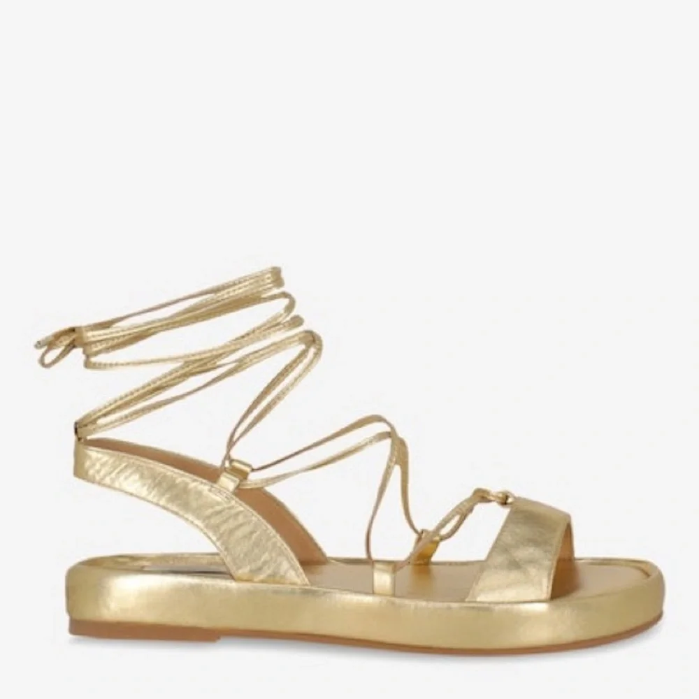 Diane Von Furstenberg Susie Metallic Gold Leather Sandal Size 9.5